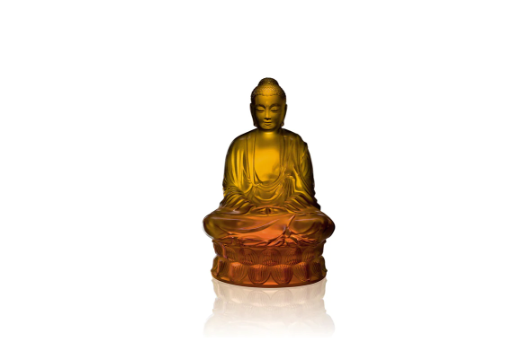 Small Buddha Sculpture Amber Crystal Lalique