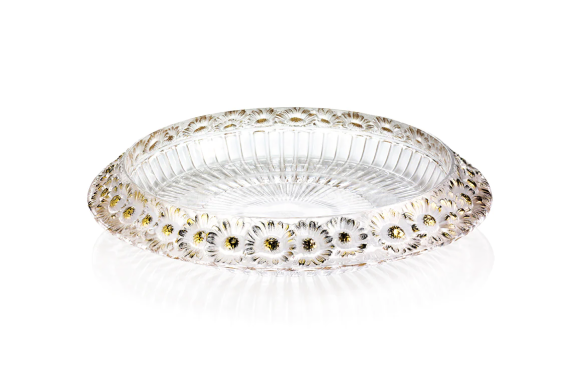 Marguerites Bowl Clear Crystal Gold Stamped Lalique
