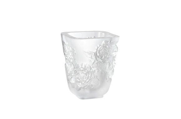 Pivoines Small Vase Clear Crystal Lalique