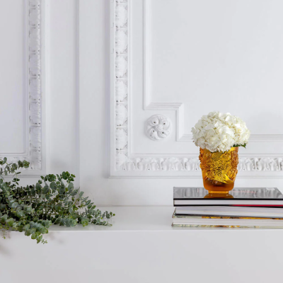 Pivoines Small Vase Amber Crystal Lalique