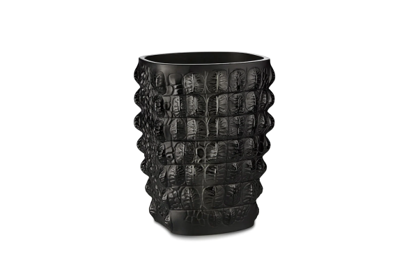 Croco Vase Black Crystal Lalique