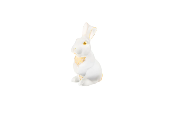 Toulouse Rabbit Sculpture Clear Gold Stamped Crystal Lalique
