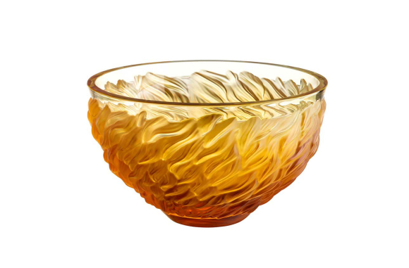 Fourrure Bowl Amber Crystal Lalique