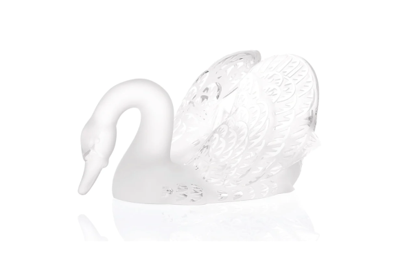 Swan Head Down Sculpture Clear Crystal Lalique
