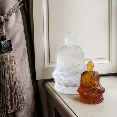 Tall Buddha Sculpture Clear Crystal Lalique