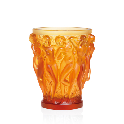 Bacchantes Amber Crystal Vase Lalique