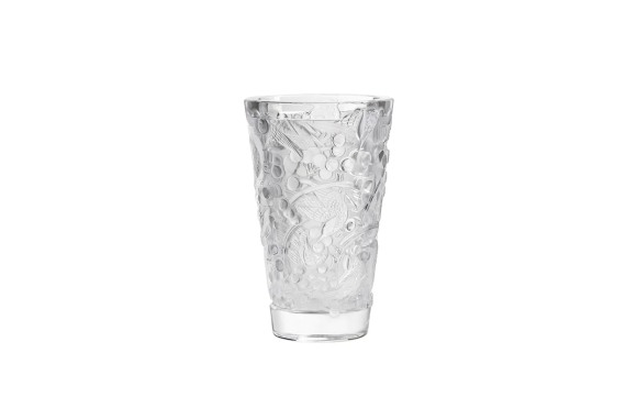 Merles Et Raisins Medium Vase Clear Crystal Lalique