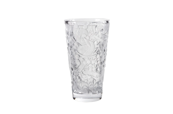 Merles Et Raisins Vase Clear Crystal Lalique