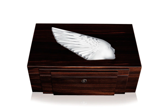 Victoire Cigars Box Clear Crystal Natural Ebony Lalique