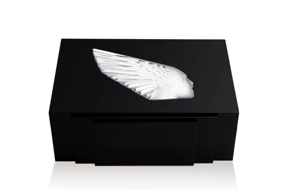 Victoire Cigars Box  Clear Crystal Black Lacquered Lalique