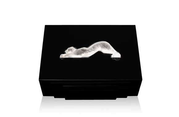 Zeila Cigars Box Clear Crystal Black Lacquered Lalique