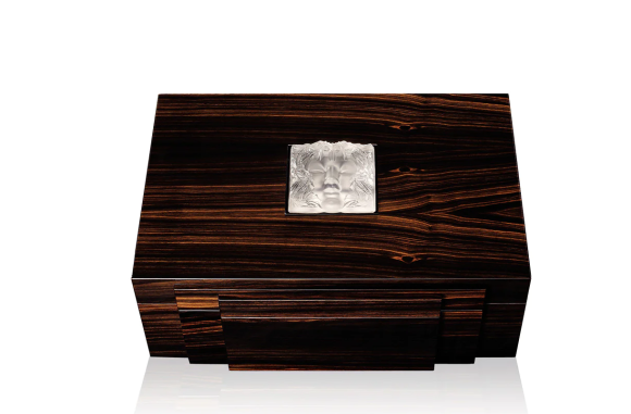 Masque De Femme Cigars Box Clear Crystal Natural Ebony Lalique