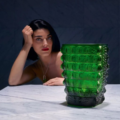 Croco Vase Green Amazon Crystal Lalique