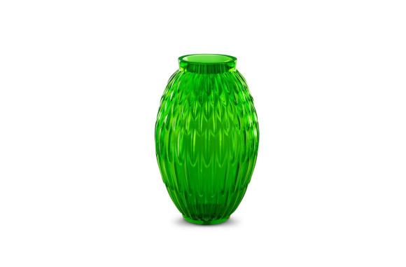 Plumes Large Vase Green Crystal Lalique