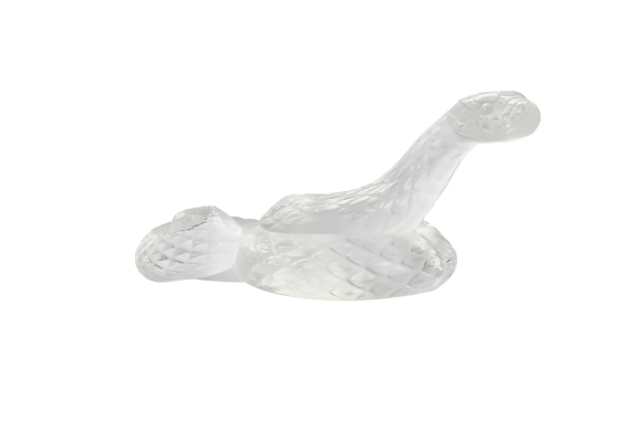 Snake Head Up Clear Crystal Sculpture Lalique
