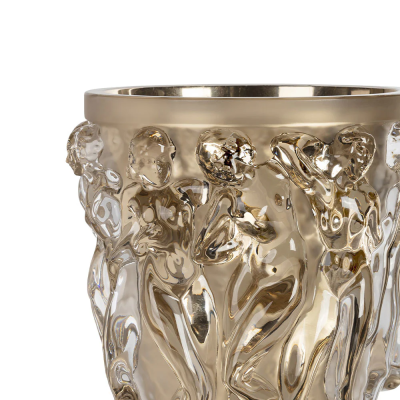 Bacchantes Grand Vase Clear With Moon-Gold Leaves Crystal Lalique