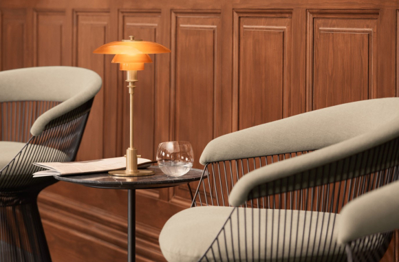 PH 2/1 Amber Coloured Glass Table Louis Poulsen