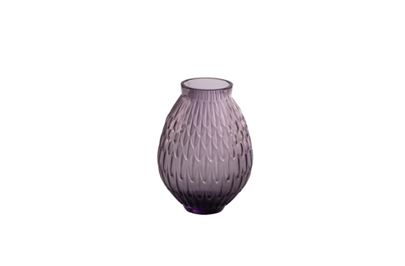 Plumes Small Vase Dusk Purple Crystal Lalique