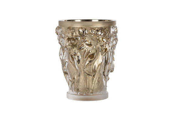 Bacchantes Grand Vase Clear With Moon-Gold Leaves Crystal Lalique