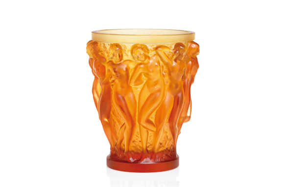 Bacchantes Amber Crystal Vase Lalique
