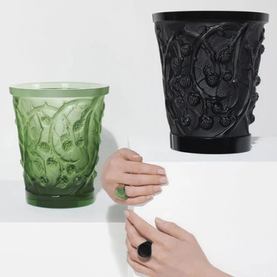 Mūres Medium Vase Black Crystal Lalique