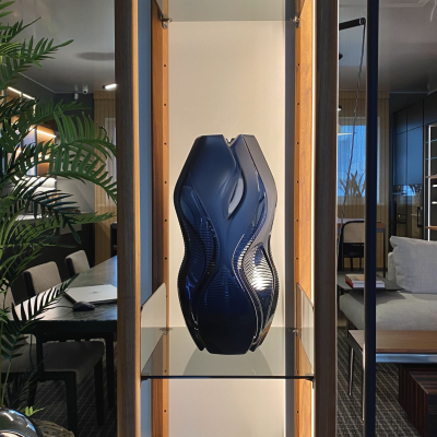 Manifesto Vase Midnight Blue Crystal Lalique & Zaha Hadid