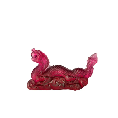 Tianlong Dragon Sculpture Red Crystal Lalique